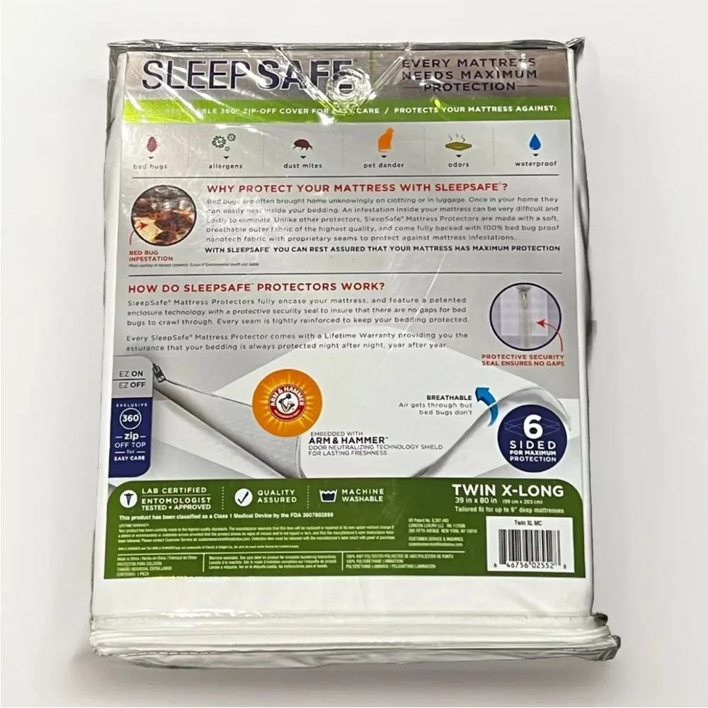 College Dorm Room Twin XL Matress Protector 6-in-1 protection From Bed Bugs